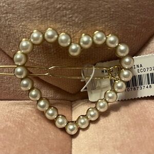 J. Crew Gold and Pearl Heart Hair Accessory NWT, Retail $39